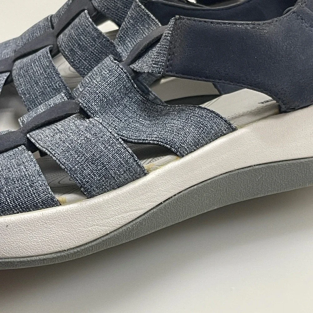 Clarks Sandals Womens 10W Navy Arla Shaylie Cloudsteppers Comfort Strappy Shoe